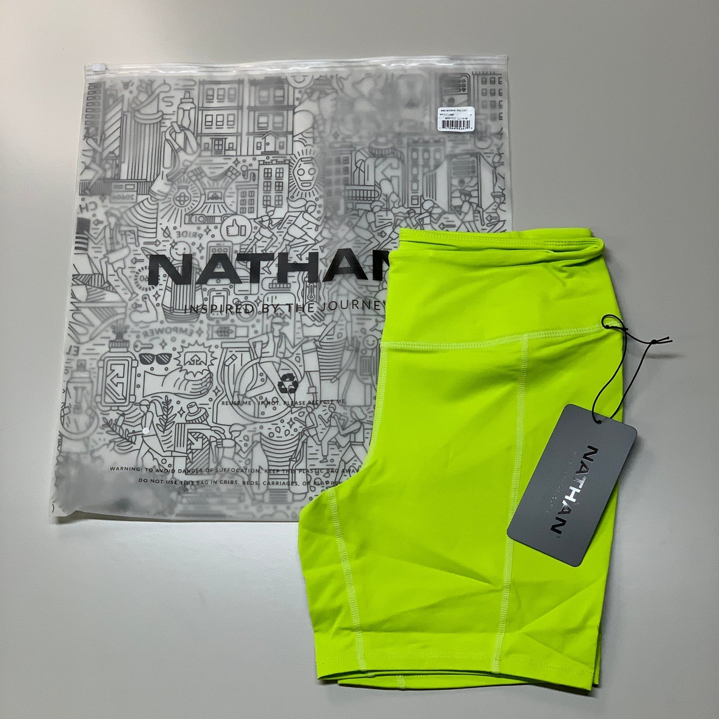 NATHAN Interval 6" Inseam Bike Short Women's Bright Lime Sz XL NS51520-50119-XL