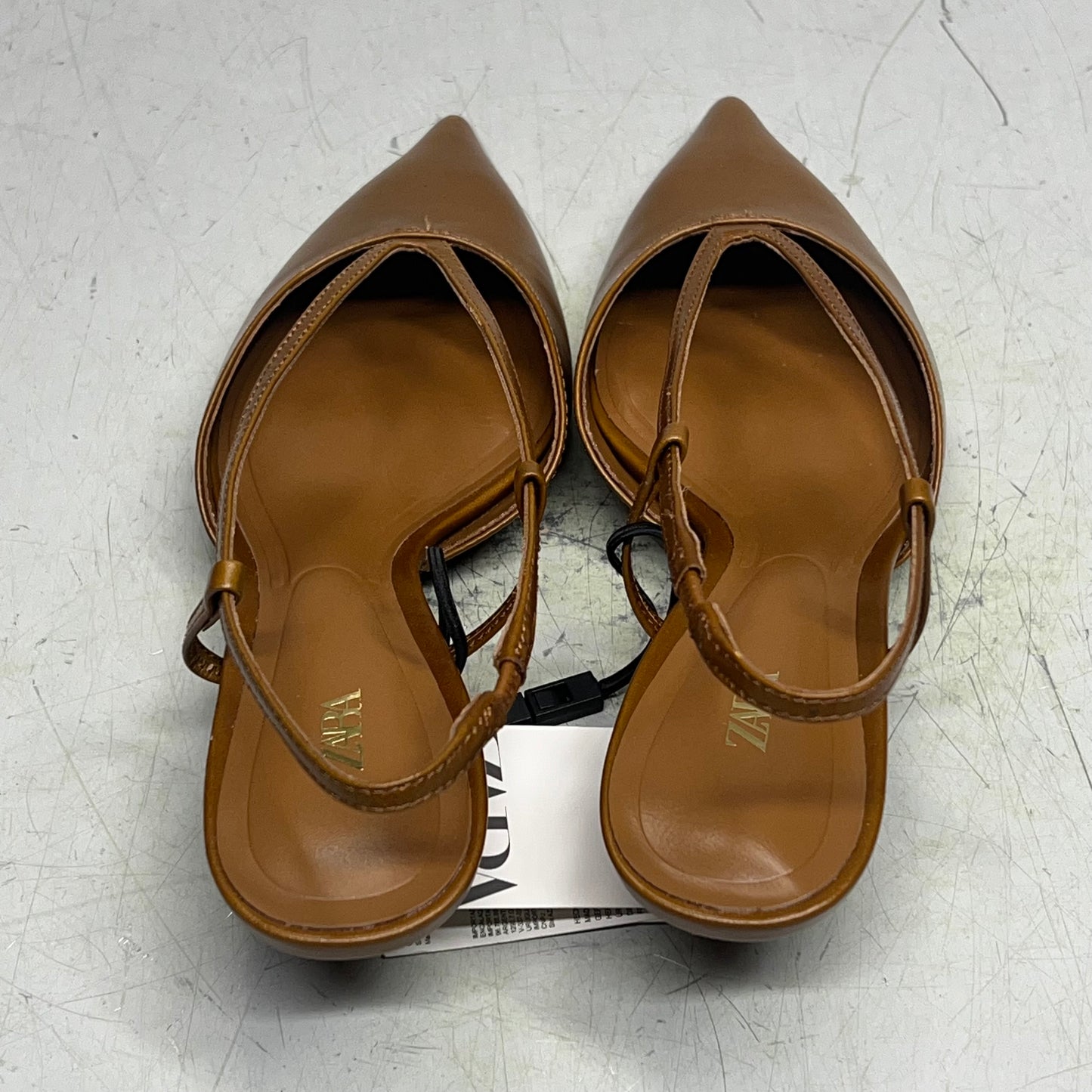 ZA@ ZARA Leather Pointed Toe Heel Sandal Women's Sz EU 38 / US Sz 7.5 Brown