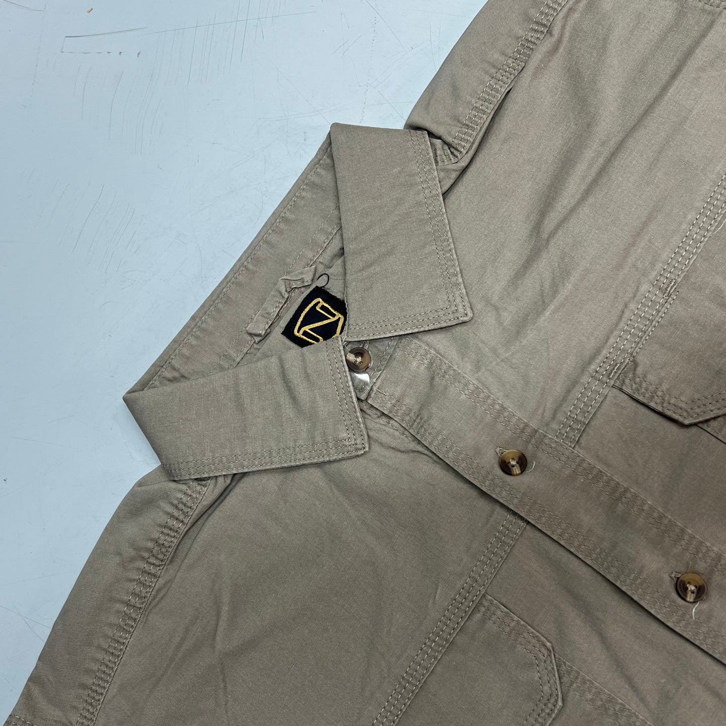 NOBLE OUTFITTERS Short Sleeve Weathered Work Shirt Men's Sz M-R Khaki 12005