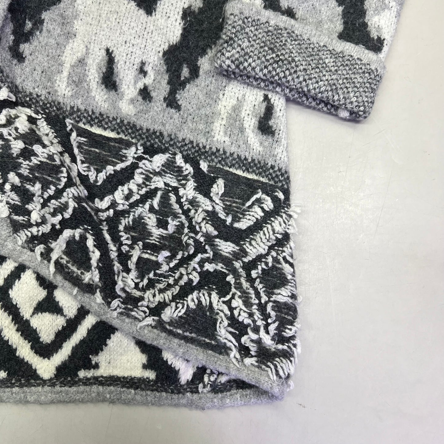 ANTHROPOLOGY Llama & Alpaca Knit Cardigan W/ Hood Women's Sz XS Grey