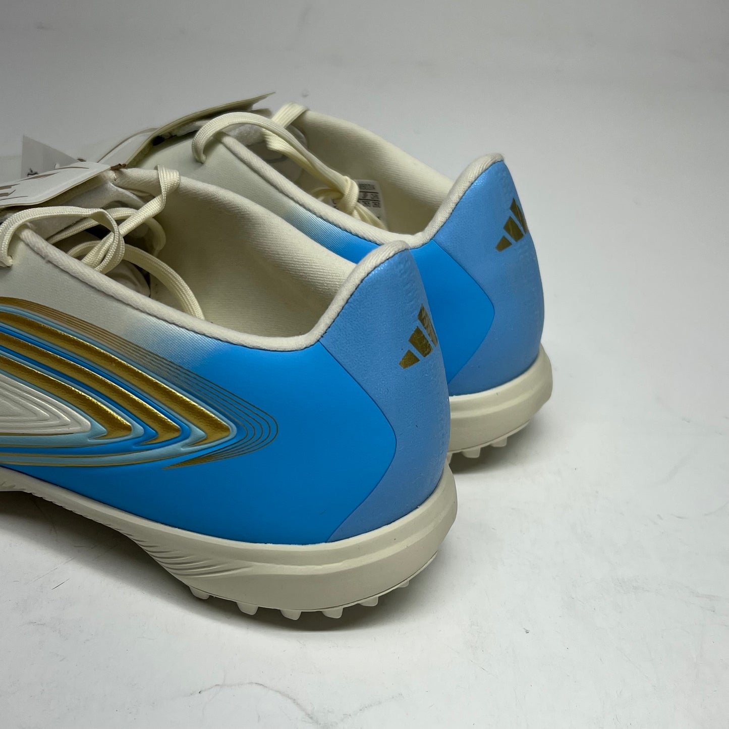 ADIDAS F50 Messi League Turf Soccer Cleats Men's Sz 8.5 Ivory/Blue/Ice Blue