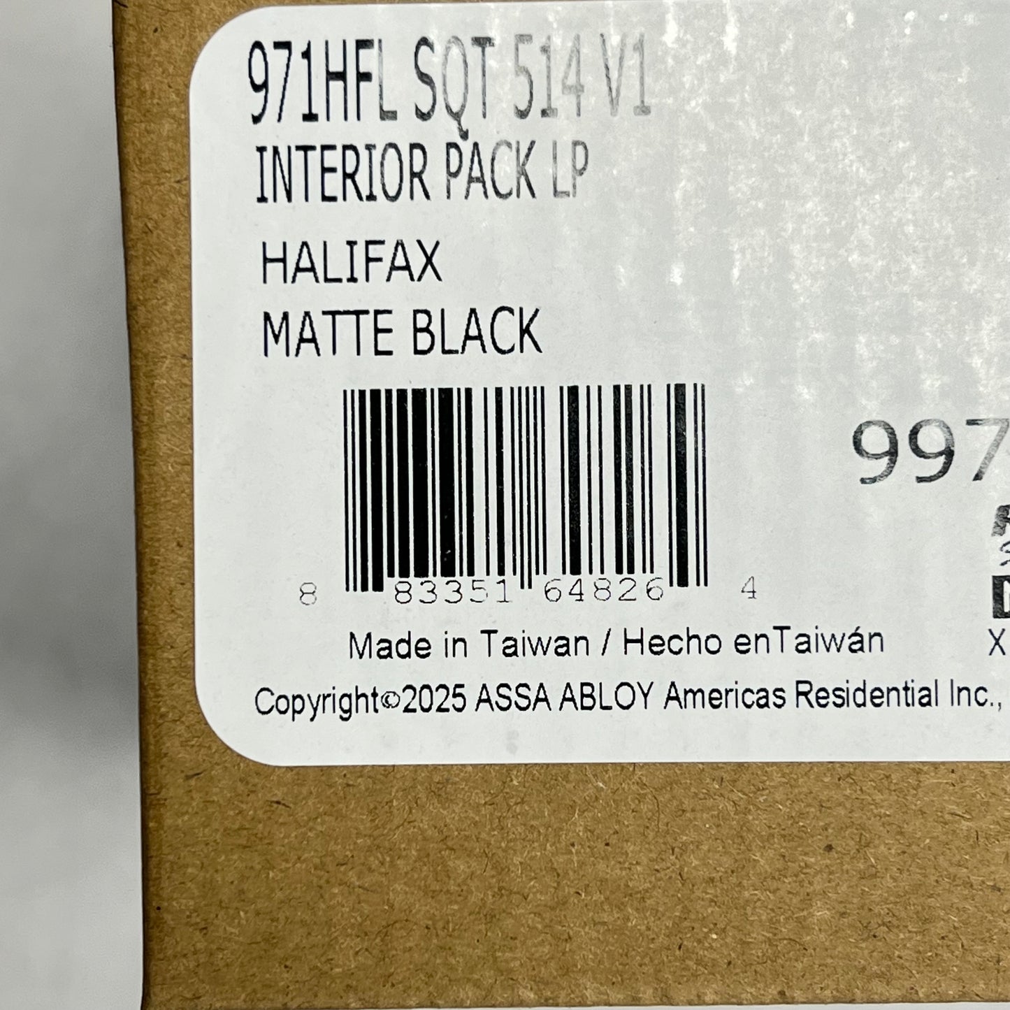 KWIKSET Halifax Deadbolt Designer Style Interior Pack  Matte Black 99710-022