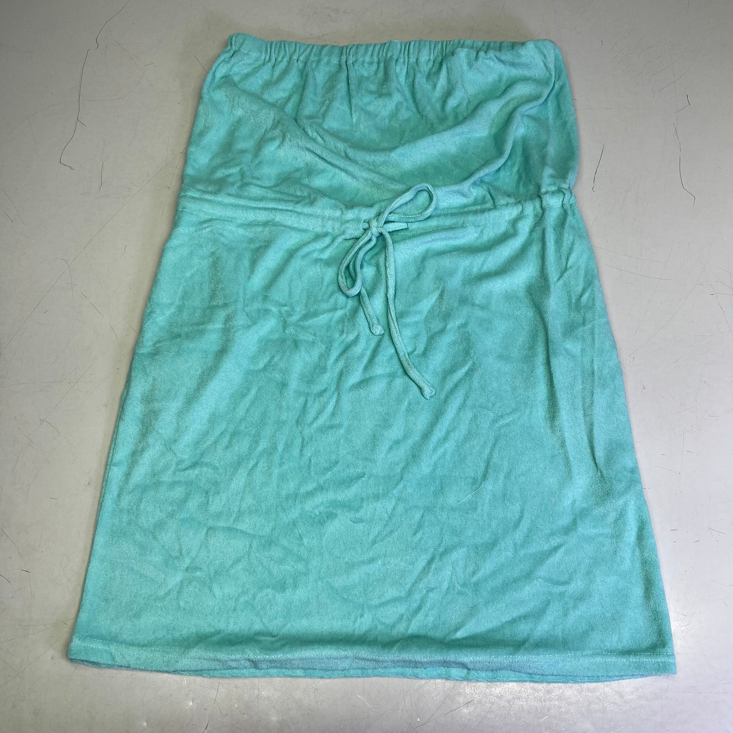 PINUP FASHION Terry Cloth Strapless Dress Coverup W/ Pockets Women's Sz L Blue