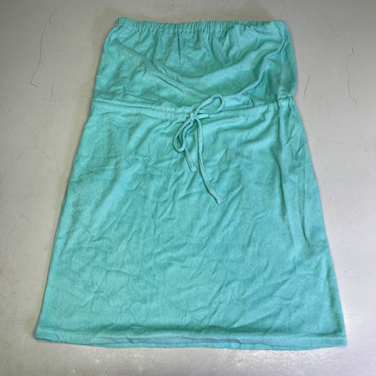 PINUP FASHION Terry Cloth Strapless Dress Coverup W/ Pockets Women's Sz L Blue