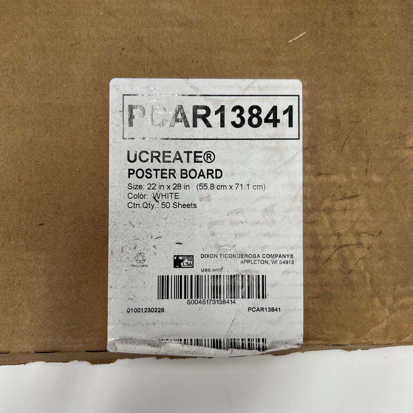 ZA@ UCREATE (50 Sheets) Poster Board Sz 22" x 28", White PCAR13841 (New Other, Distressed Box)