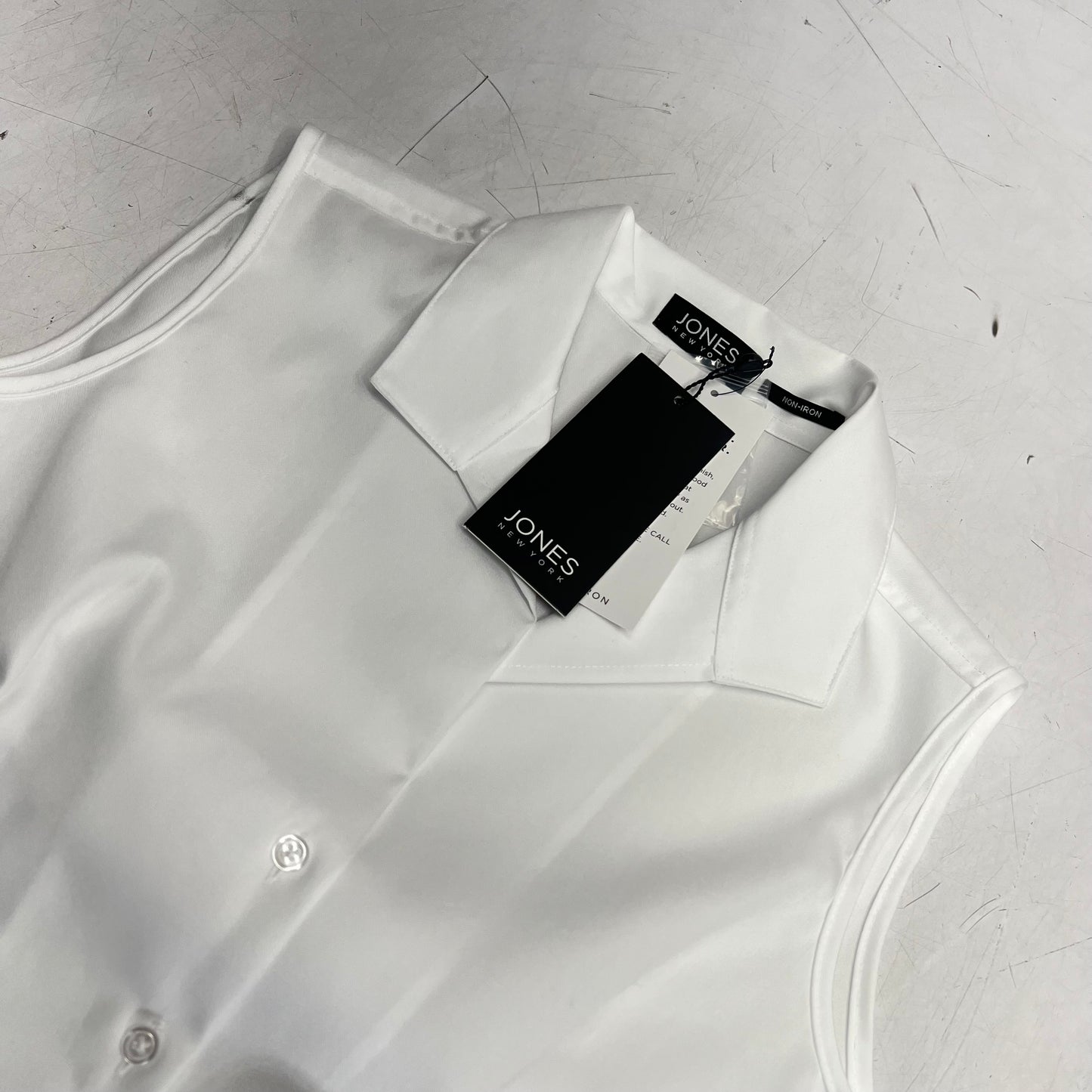 JONES New York Sleeveless Button Front Collared Blouse Women's Sz XS White 54050