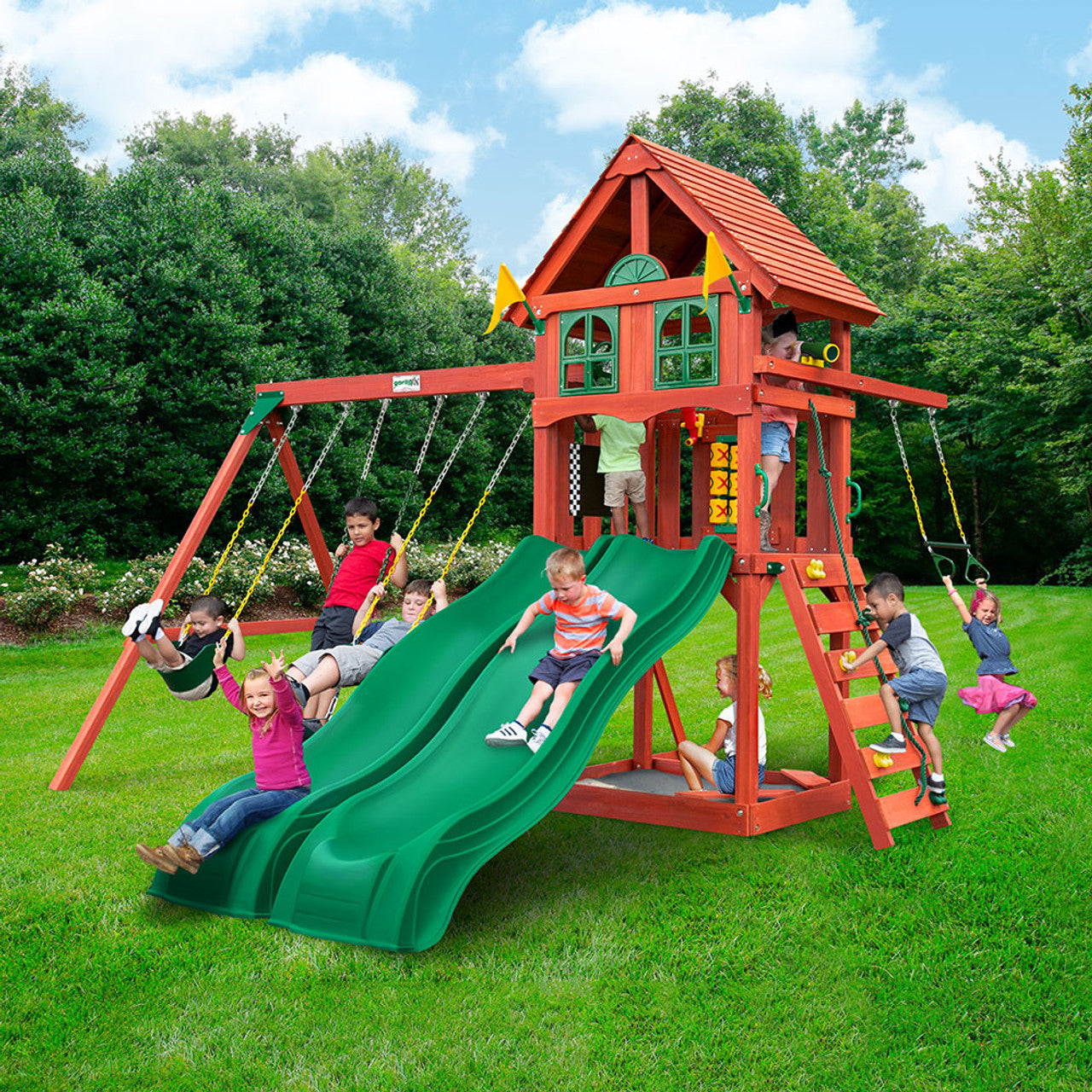 ZA@ GORILLA PLAYSETS Adventure Wave Playset Swings Slide Wood Material MPN 2470-2