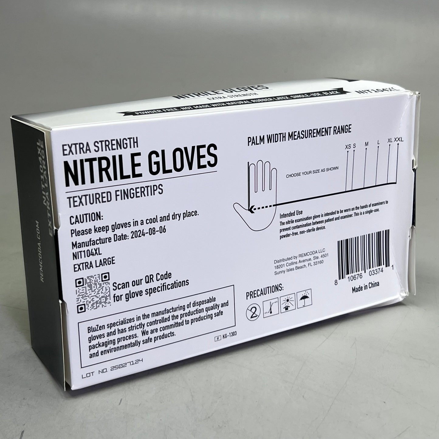 ZA@ BLUZEN (10 PACK of 100Gloves) Nitrile Gloves Textured Fingertips, Black Sz XL NIT104XL (New) C