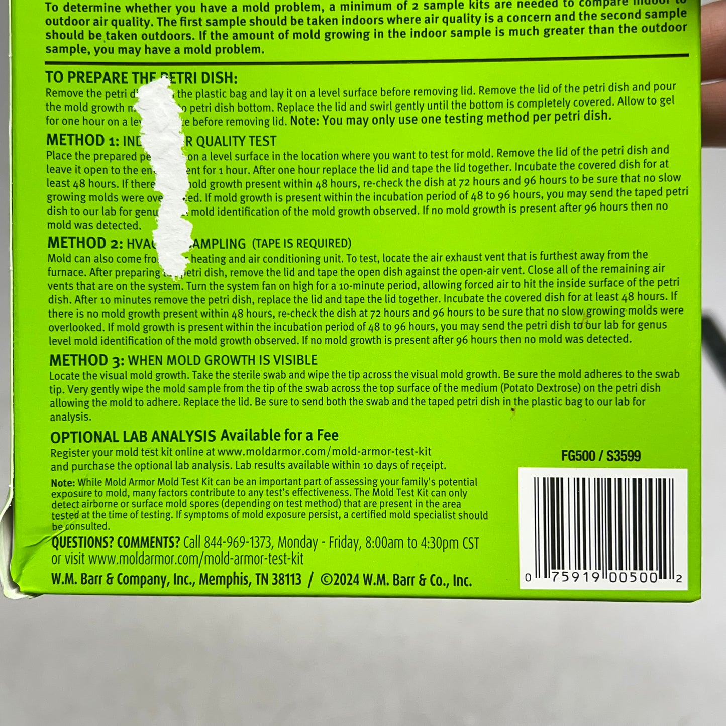 MOLD ARMOR (2 PACK) Do It Yourself Mold Test Kit Results In 24-48 Hrs FG500