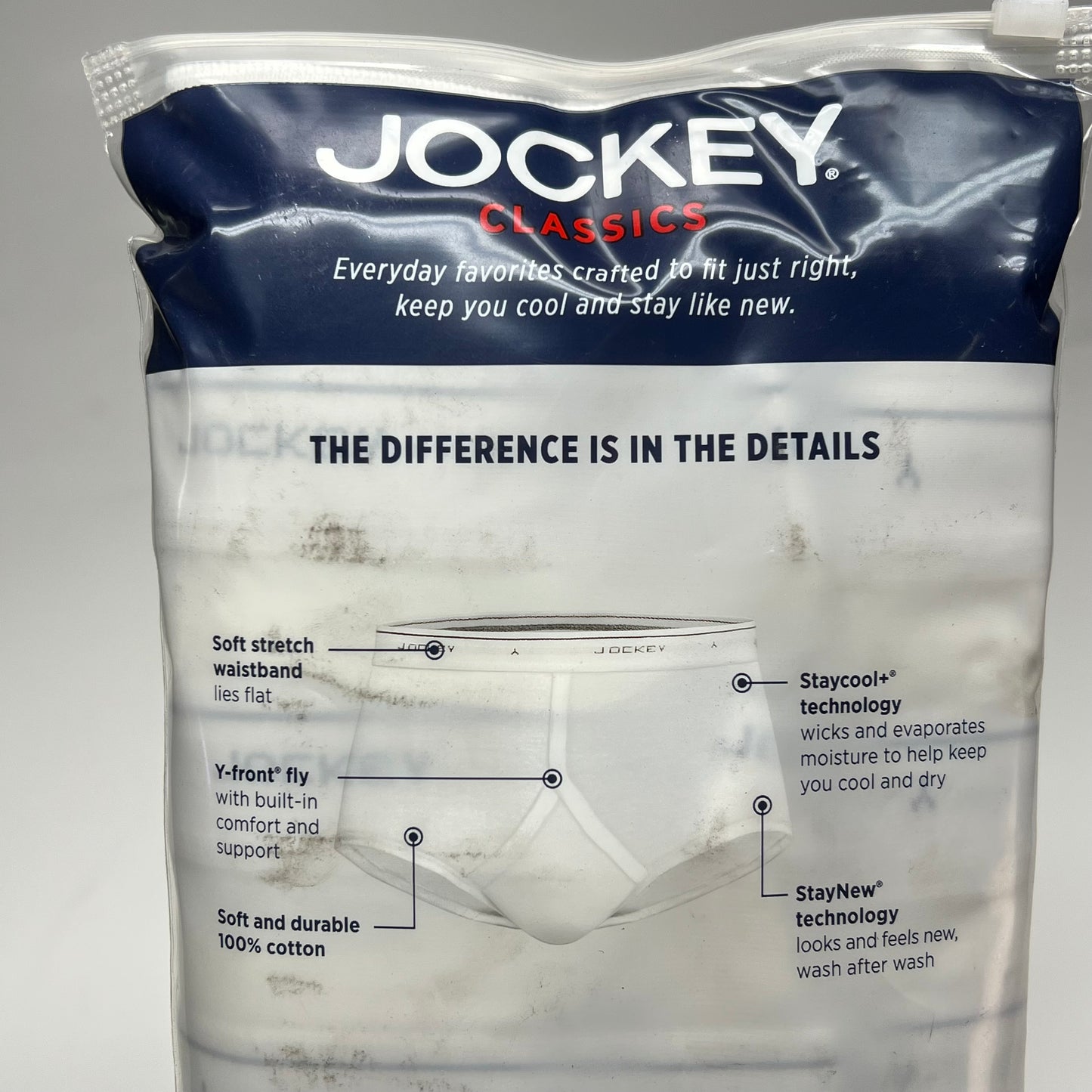 JOCKEY (4 PACK) Full Rise Brief's 100% Cotton Cool + Durable Men's Sz 44 White
