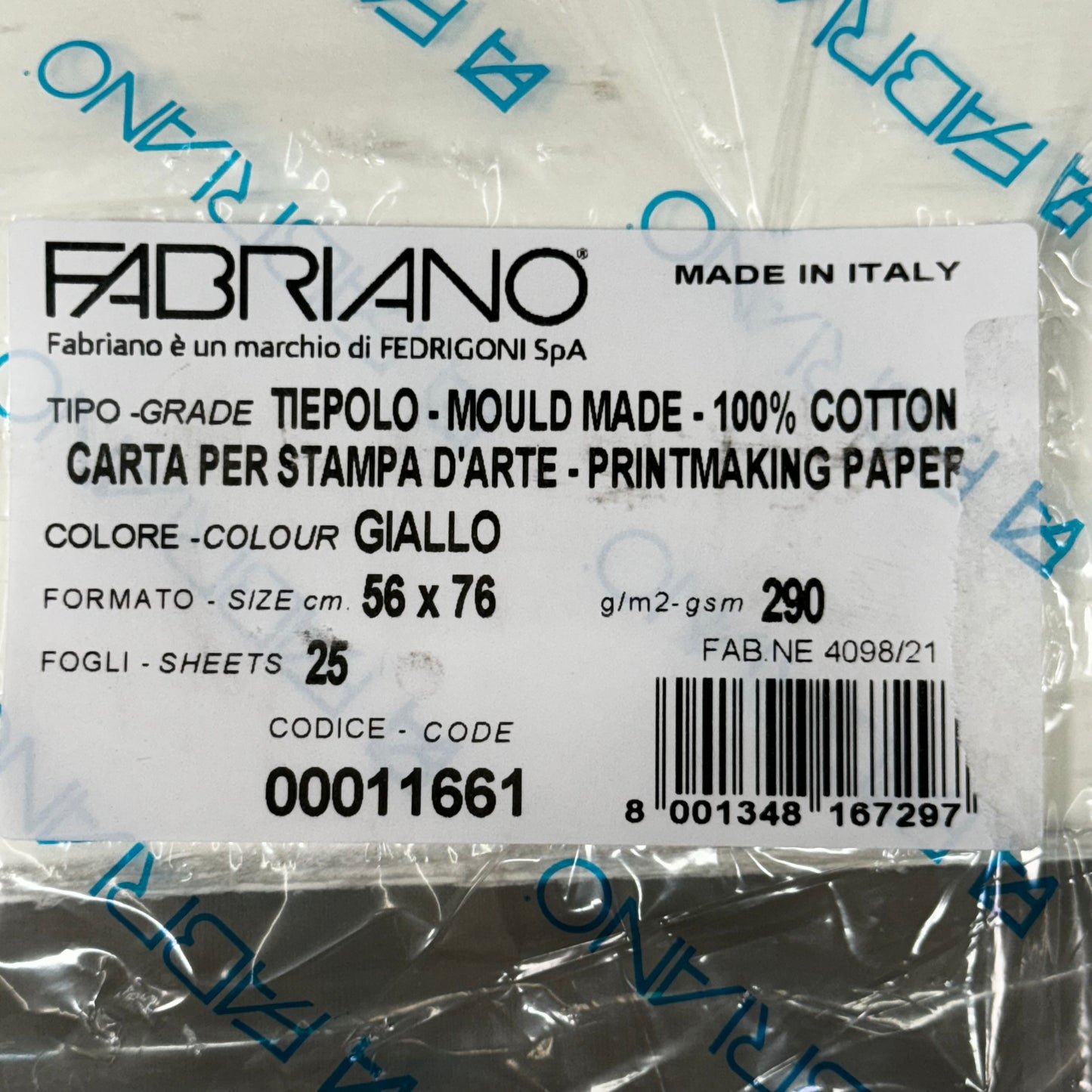 FABRIANO (25 Sheets) Tiepolo Sheets 22"x30" Soft White 290 gsm 00011661