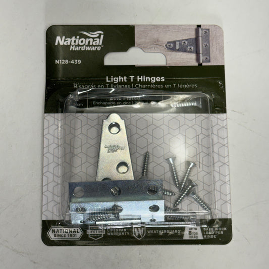NATIONAL HARDWARE (2 Pcs) Light T Hinges Sz 2", Grey N128-439
