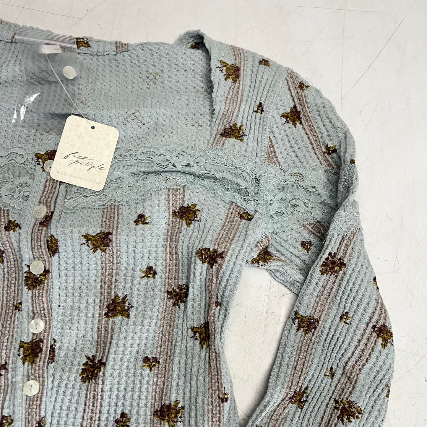 FREE PEOPLE Let's Party Cardi-print Women's Sz XS Pearl Blue Combo 103368767