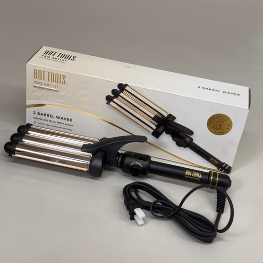 HOT TOOLS Pro Artist 24K Gold Collection 3 Barrel Waver Crease Free Black/Gold