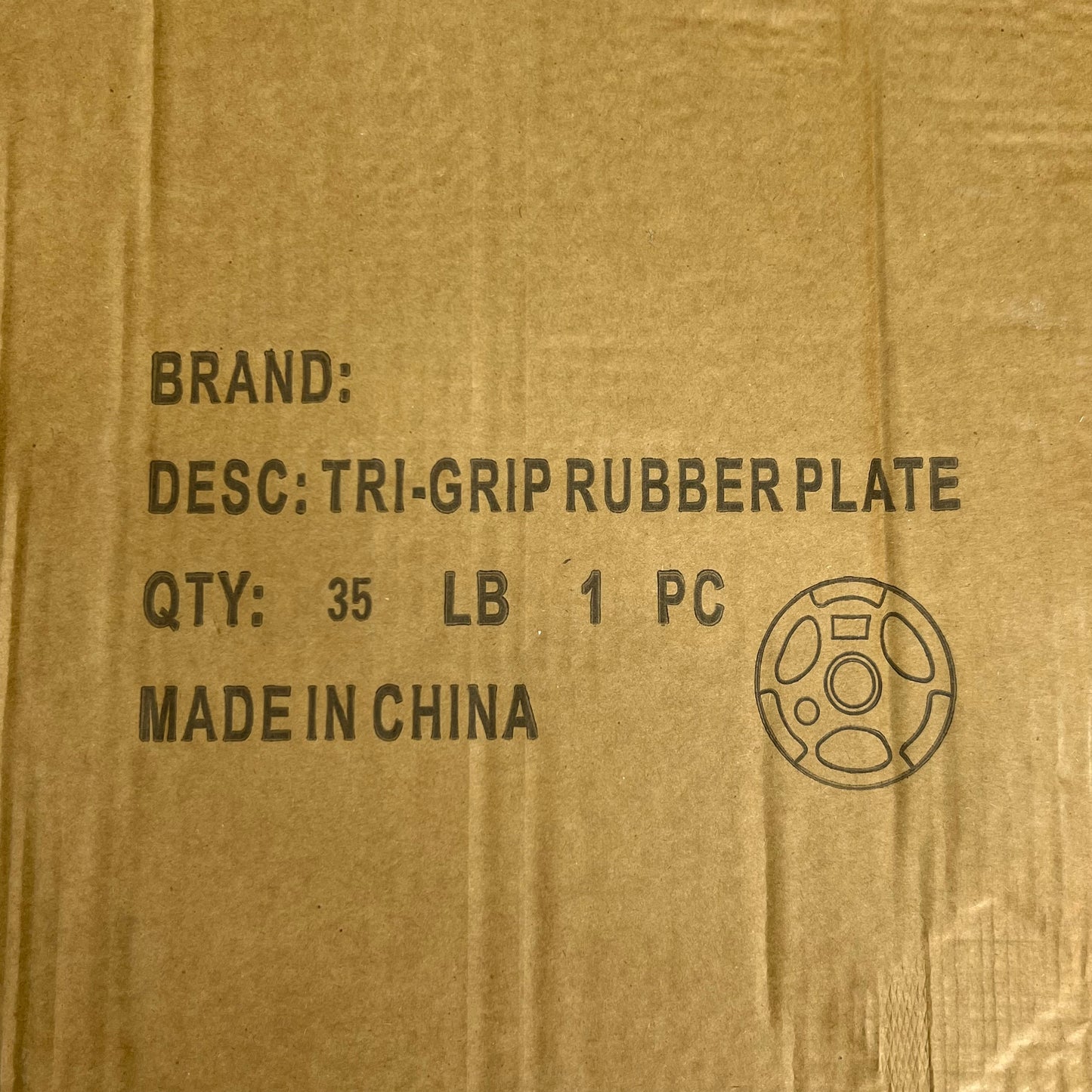 TRI-GRIP Single Rubber Plate 35lb, Black