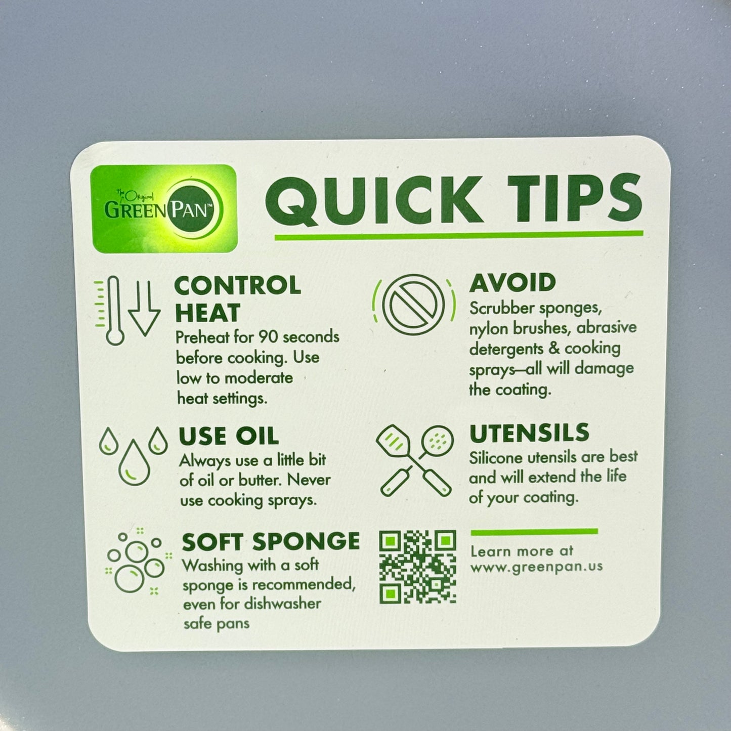 THE ORIGINAL GREEN PAN Valencia Pro 8" Frypan Ceramic Nonstick Gray PFAS Free