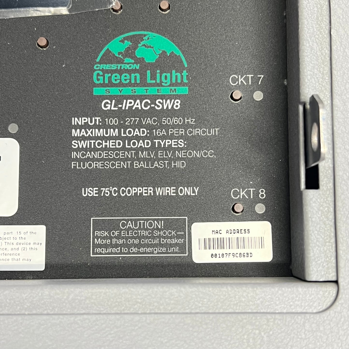 CRESTRON Green Light Integrated Switching System CL-SPACEBUILDER-GLIPACSW8