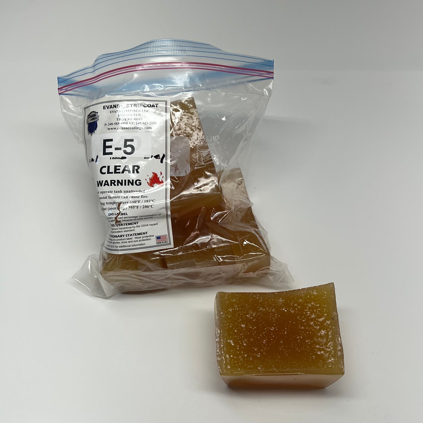 EVANS STRIPCOAT Tough Type I Hot-Melt Strippable Protective Coating 5LB Amber E-5