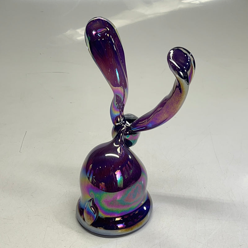 HUNT SLONEM Hand Blown Bunny Scuplture  13" L Rainbow Chromatic Hue