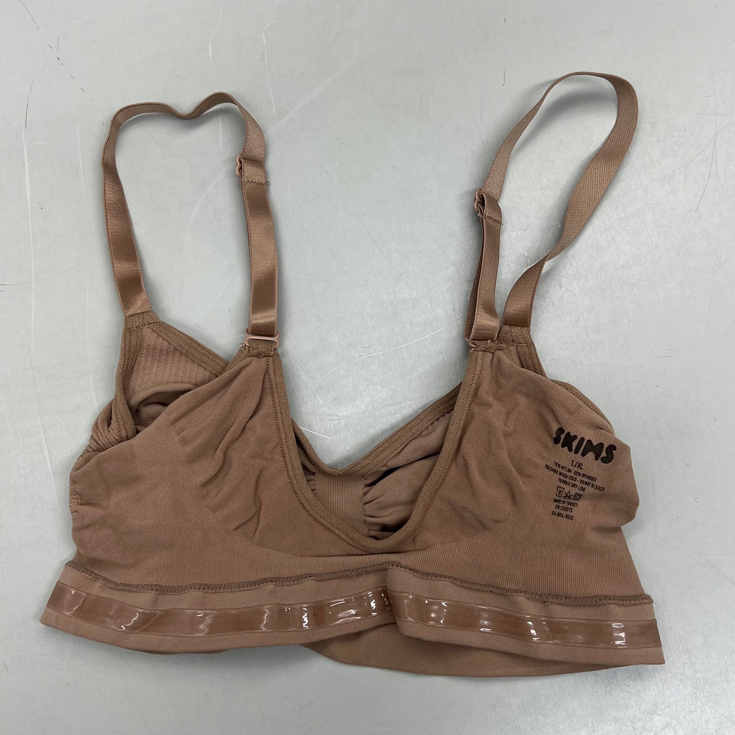 SKIMS Strong Support Seamless Bralette Pique Stitching Women's Sz L Sienna