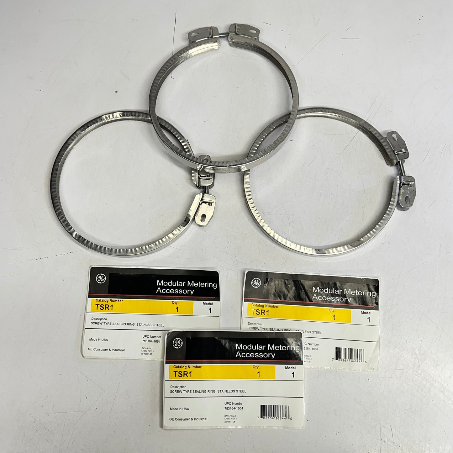 GENERAL ELECTRIC (3 PACK) Screw Type Sealing Ring Stainless Steel 8" Silver TSR1