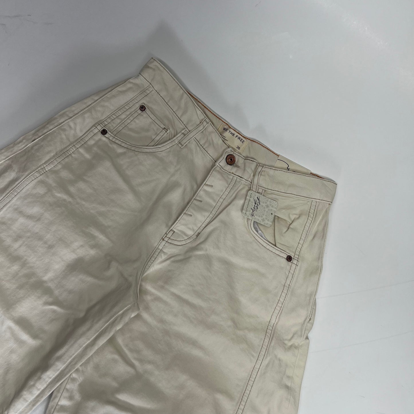 FREE PEOPLE  Good Luck Mid-rise Barrel Jeans  Women's Sz S Milk 82199597