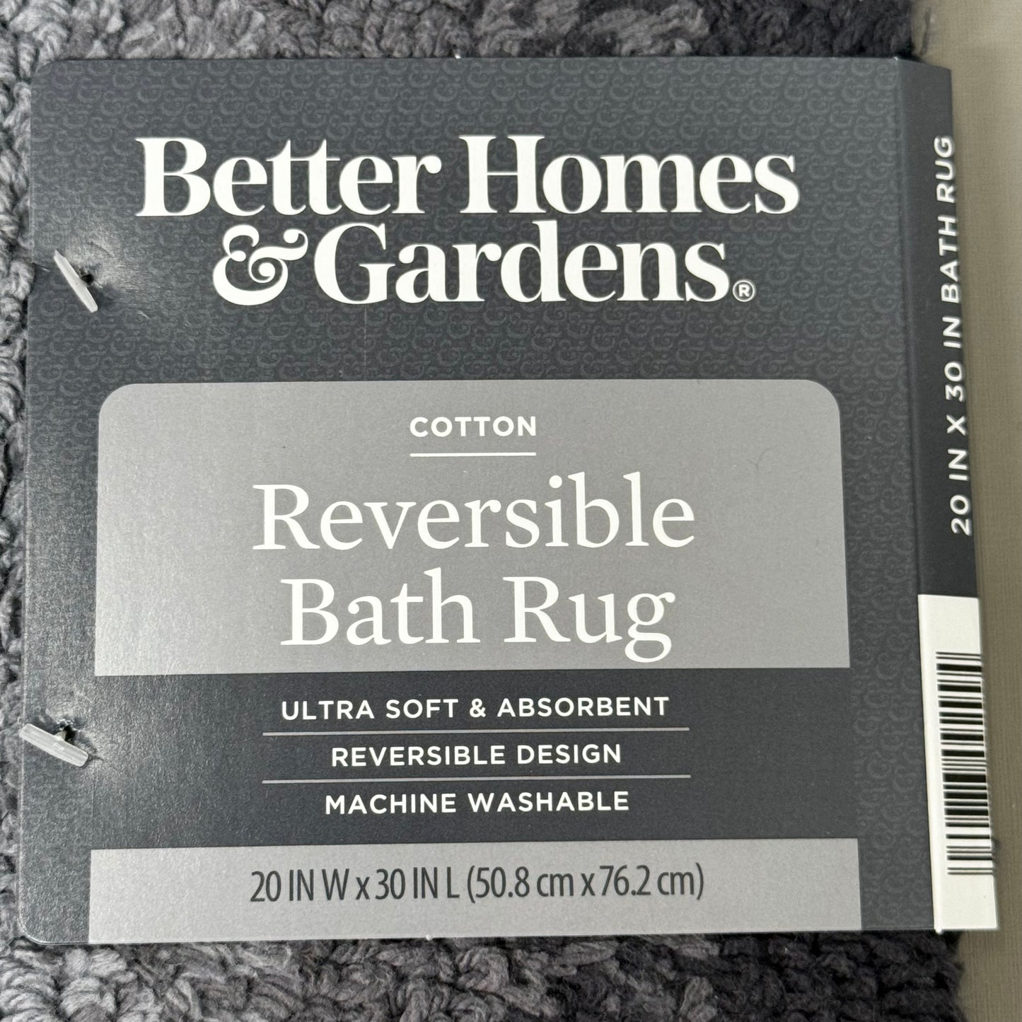 BETTER HOMES & GARDEN Cotton Reversible Bath Rug 20X30" Ombre Grey