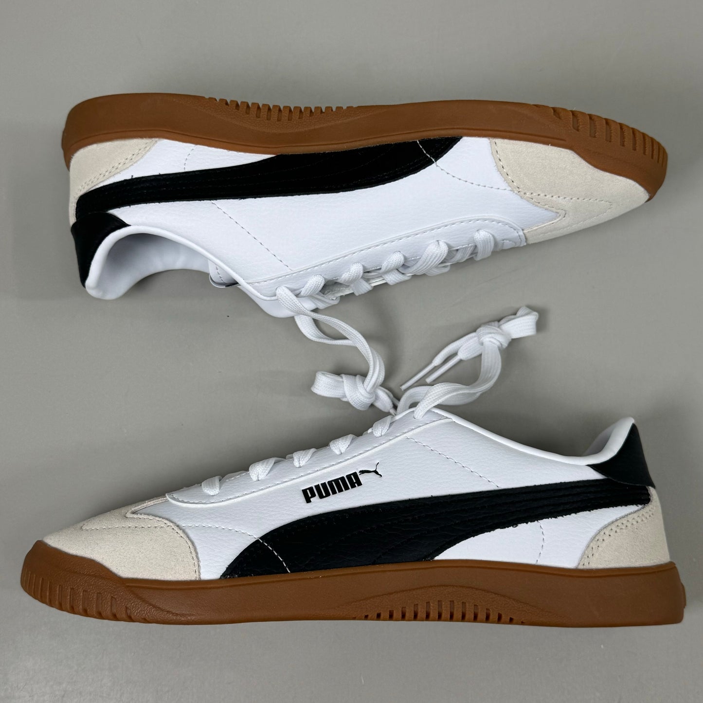 PUMA Club 5v5 Sneaker Suede Rubber Women's Sz 9 White/Black Vapor/Gray 397636