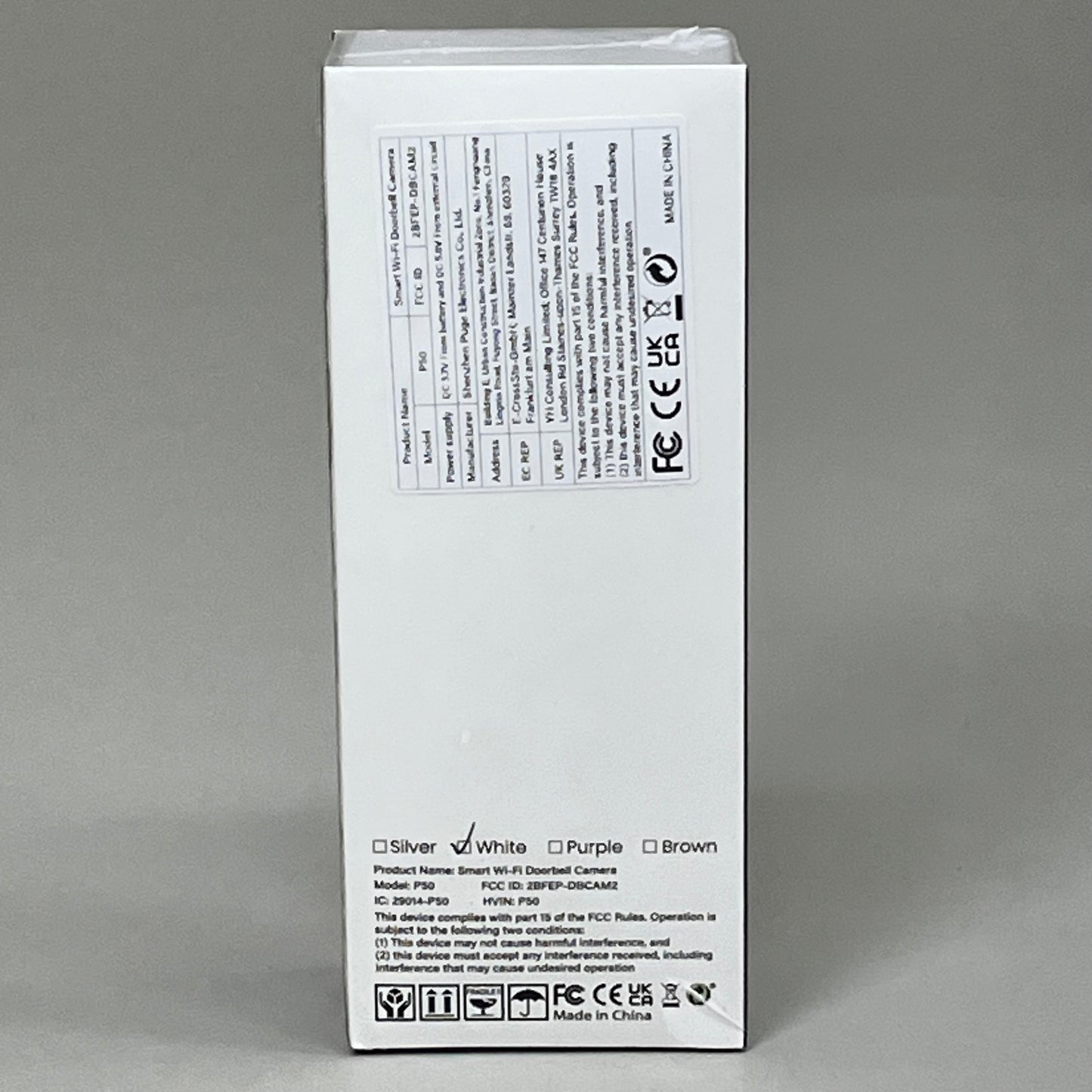 SHENZHEN PUGE ELECTRONICS Wireless Smart 2.4 GHz Wi-Fi Doorbell Camera P50 Black