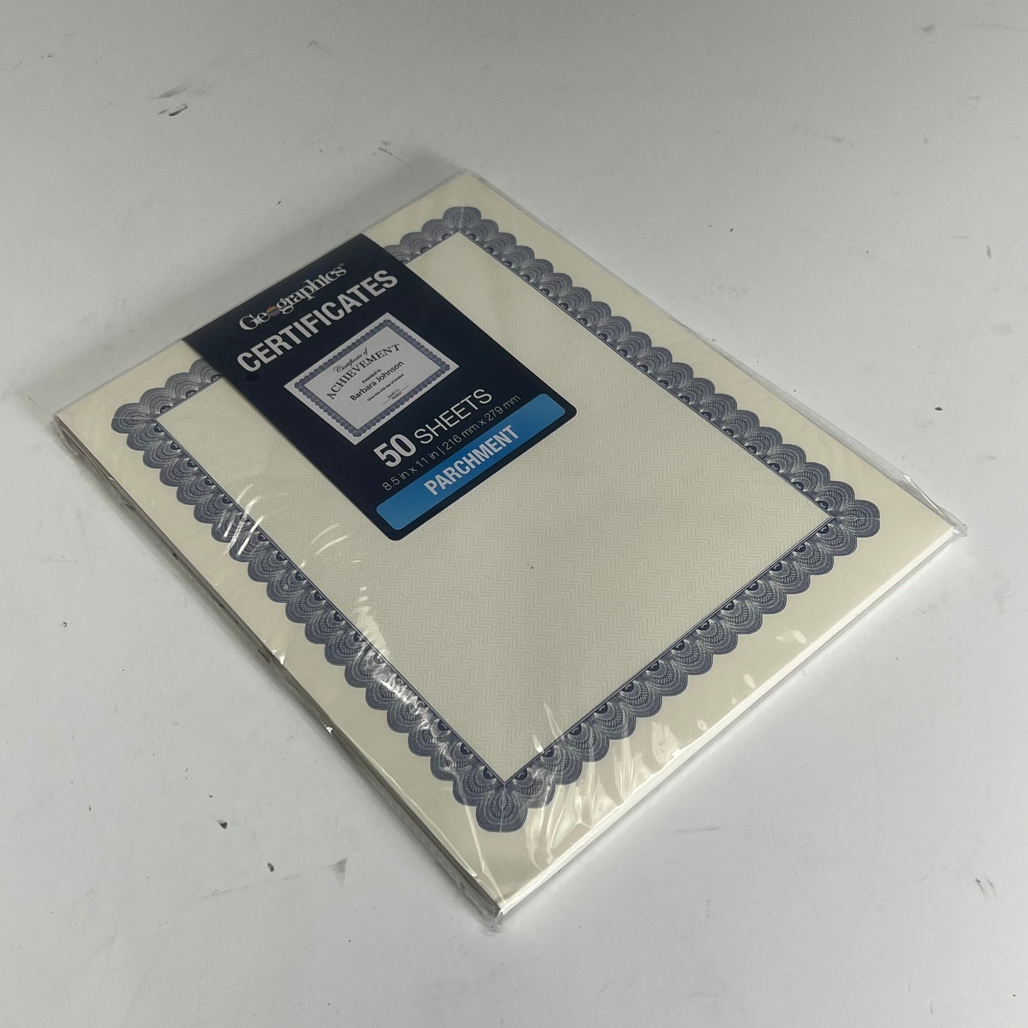 ZA@ GEOGRAPHICS  (2 PACK, 50 SHEETS EACH) Certificates  8.5"x11" Blue/Off White 20008E