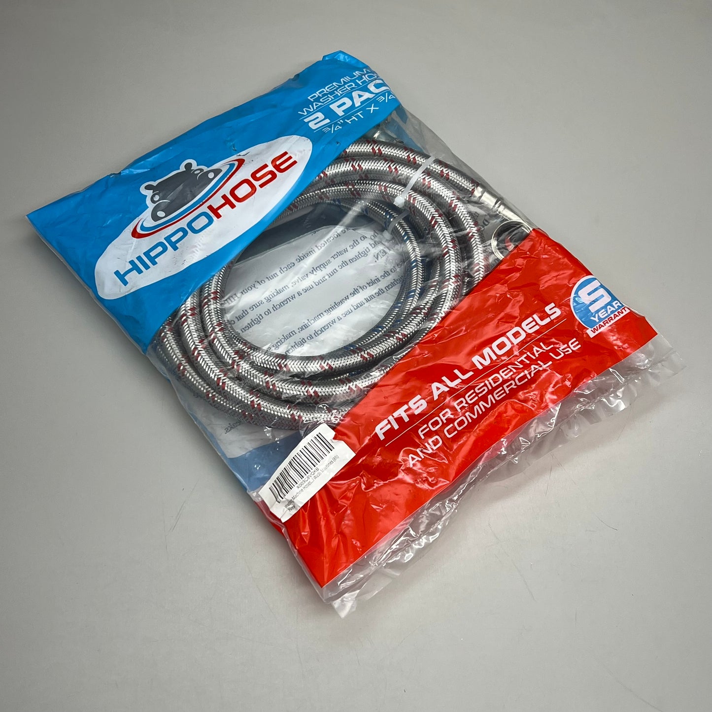 HIPPOHOSE Braided Burst Proof Washing Machine Hose Fits all Models Double Sided Elbow 8ft X003C8VQKB