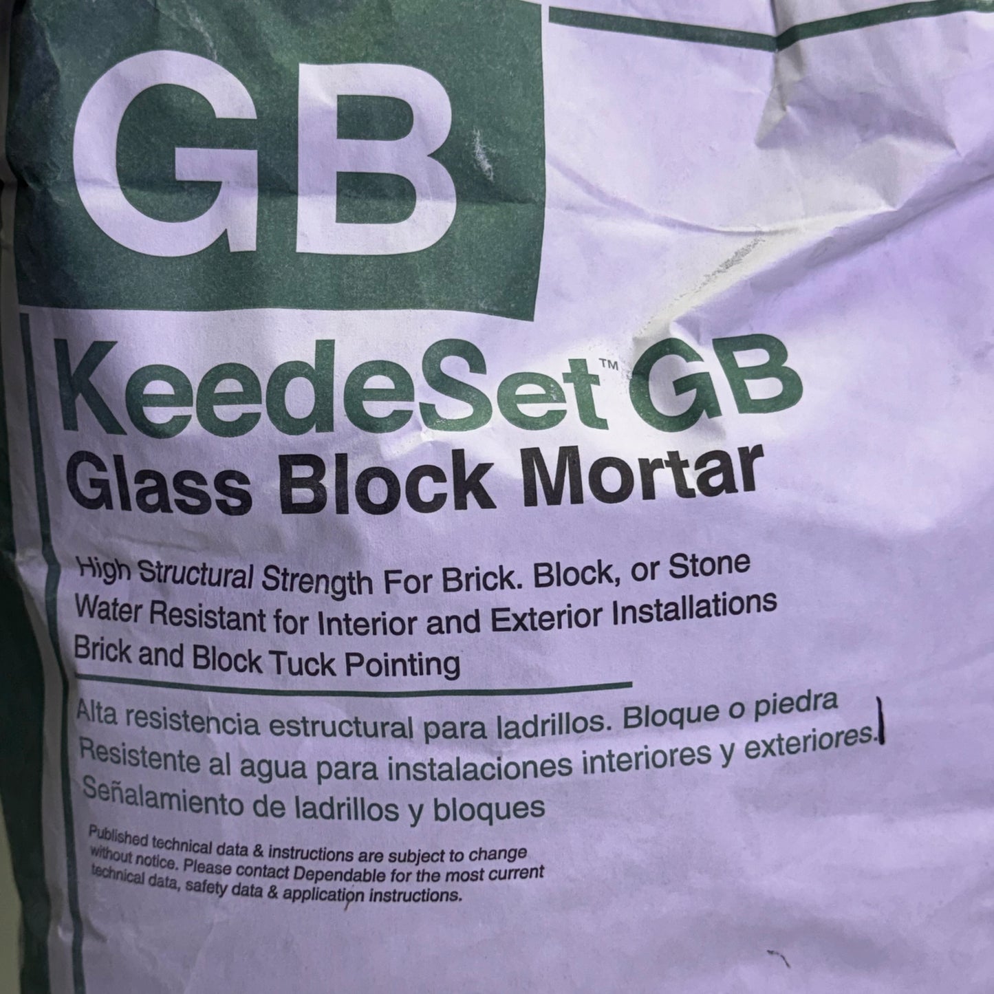 GB Keedeset Glass Block Mortar 6Qts 50Lb.