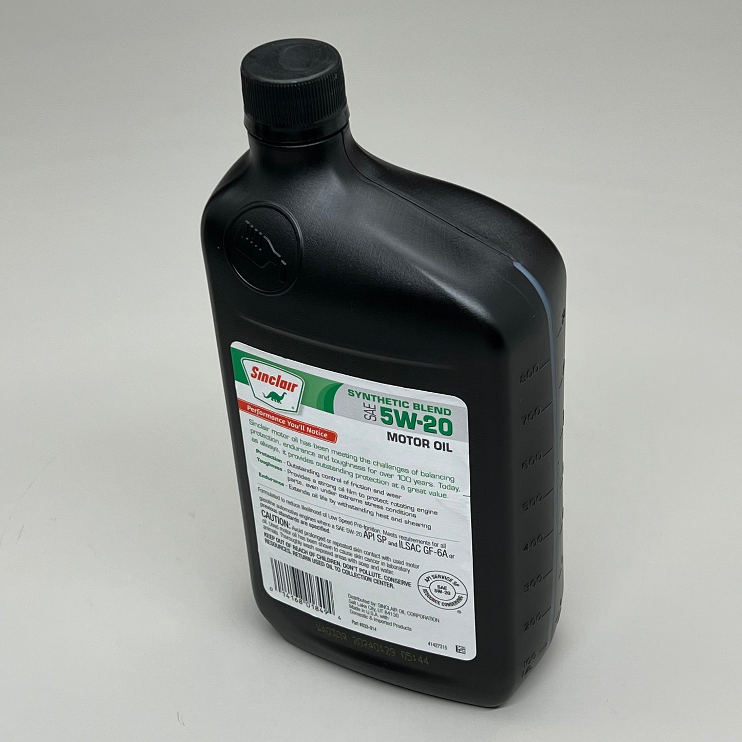 ZA@ SINCLAIR (6 PACK) Durable Strength Synthetic Blend SAE 5W-20 Motor Oil 1qt DOM 01/29/24