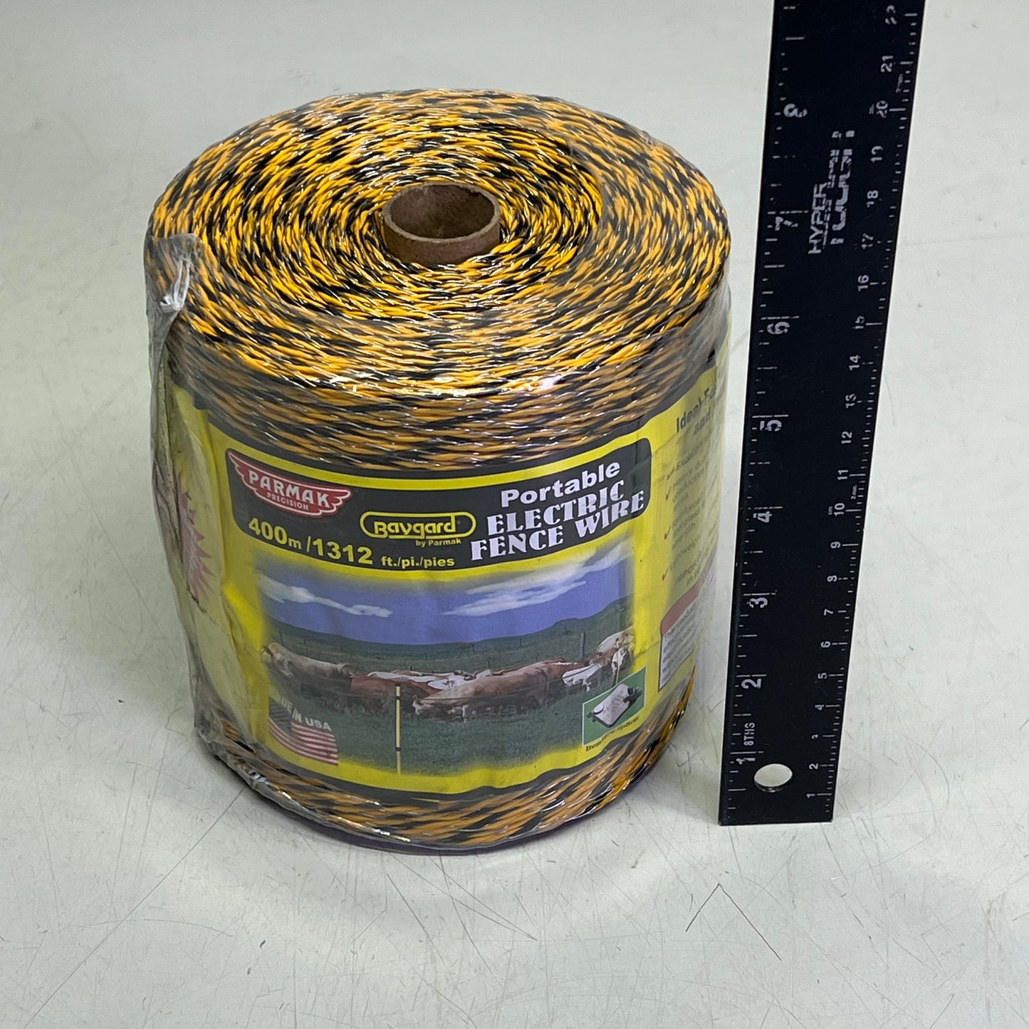 PARMAK 122 Electric Fence Wire PVC Coated Fiberglass 1,312ft Black/Yellow PM-122
