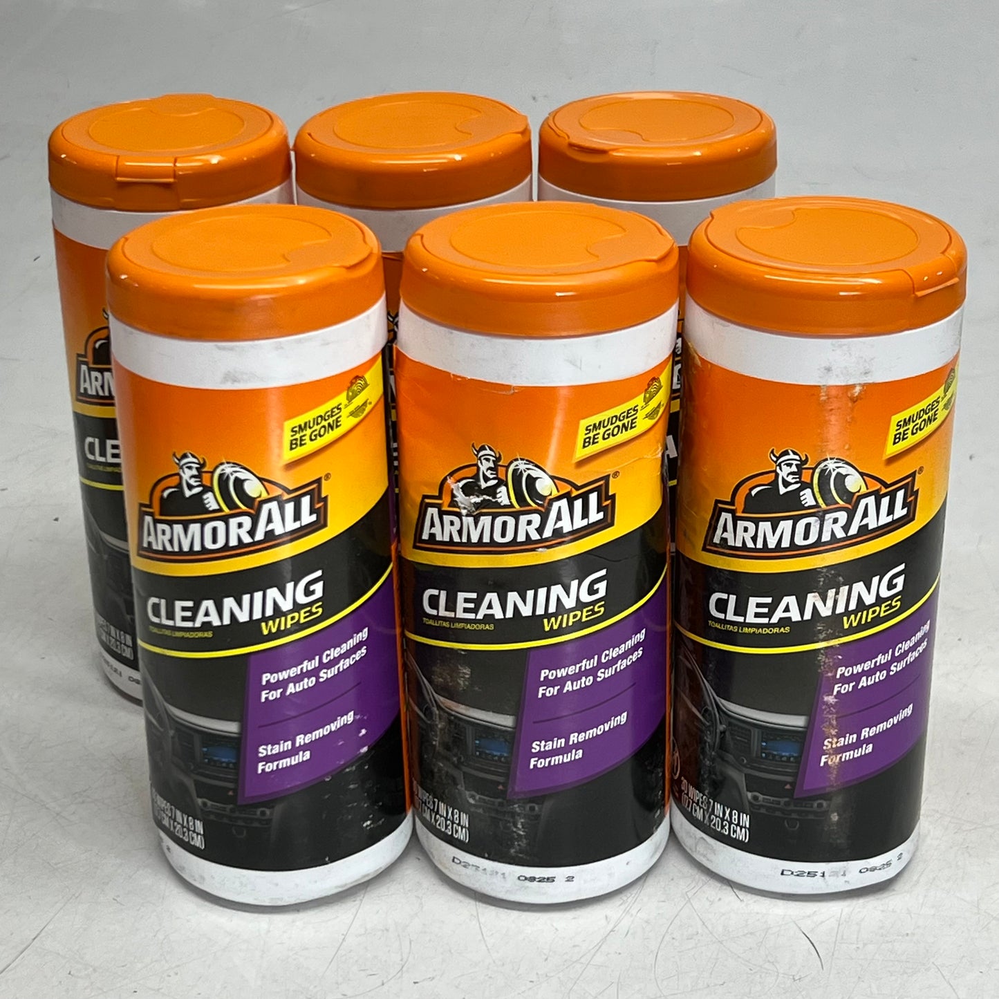 ZA@ ARMOR ALL (6 PACK) Car Interior Protectant Wipes 30 Wipes Sz 7" X 8", White 177421 (AS-IS, Some Containers are Damaged) A