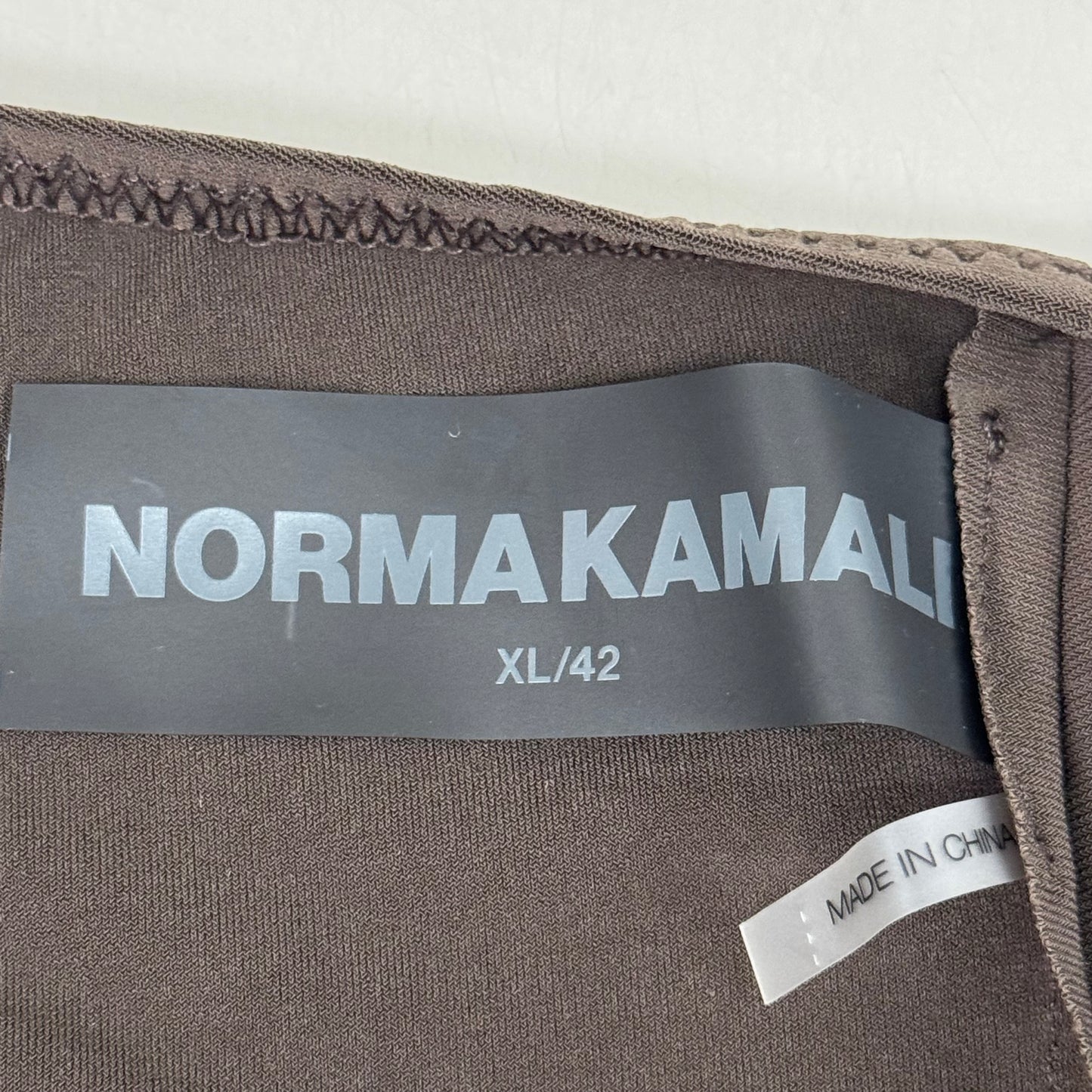 NORMA KAMALI One Shoulder Snake Mesh Catsuit Footsie Women's Sz XL/42 Chocolate