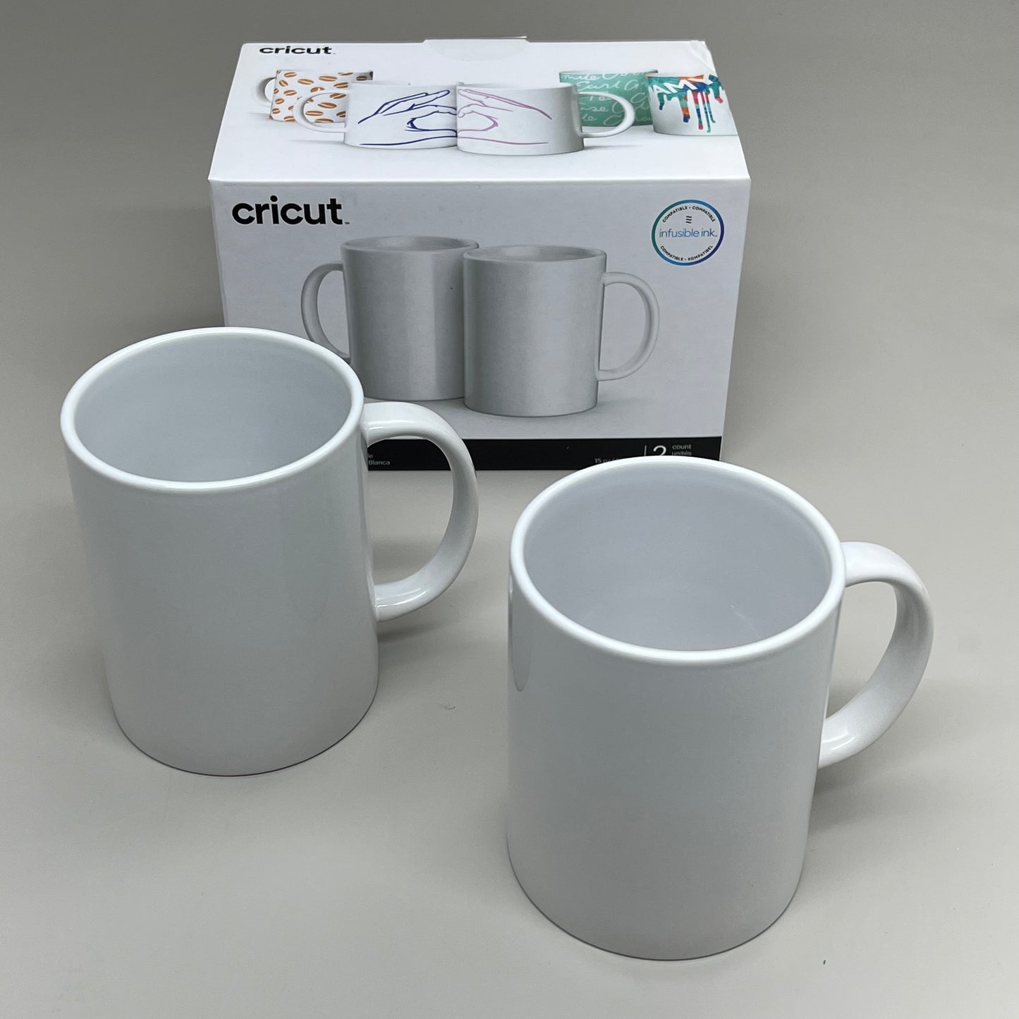 CIRCUT (10 Pack) Ceramic Mug Blank Grey Handle & Interior Infusible Ink White & Grey 15oz