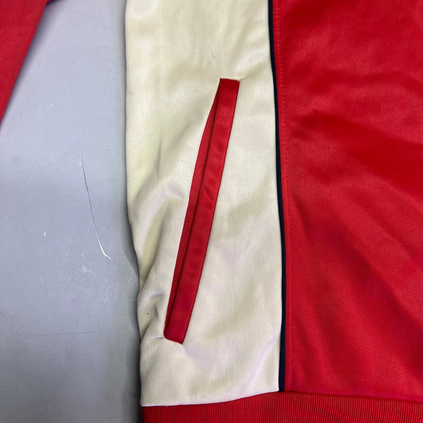 SERGIO TACCHINI Sportswear Track Suit Zip Up Jacket US Sz 40 Red/Cream (Used)