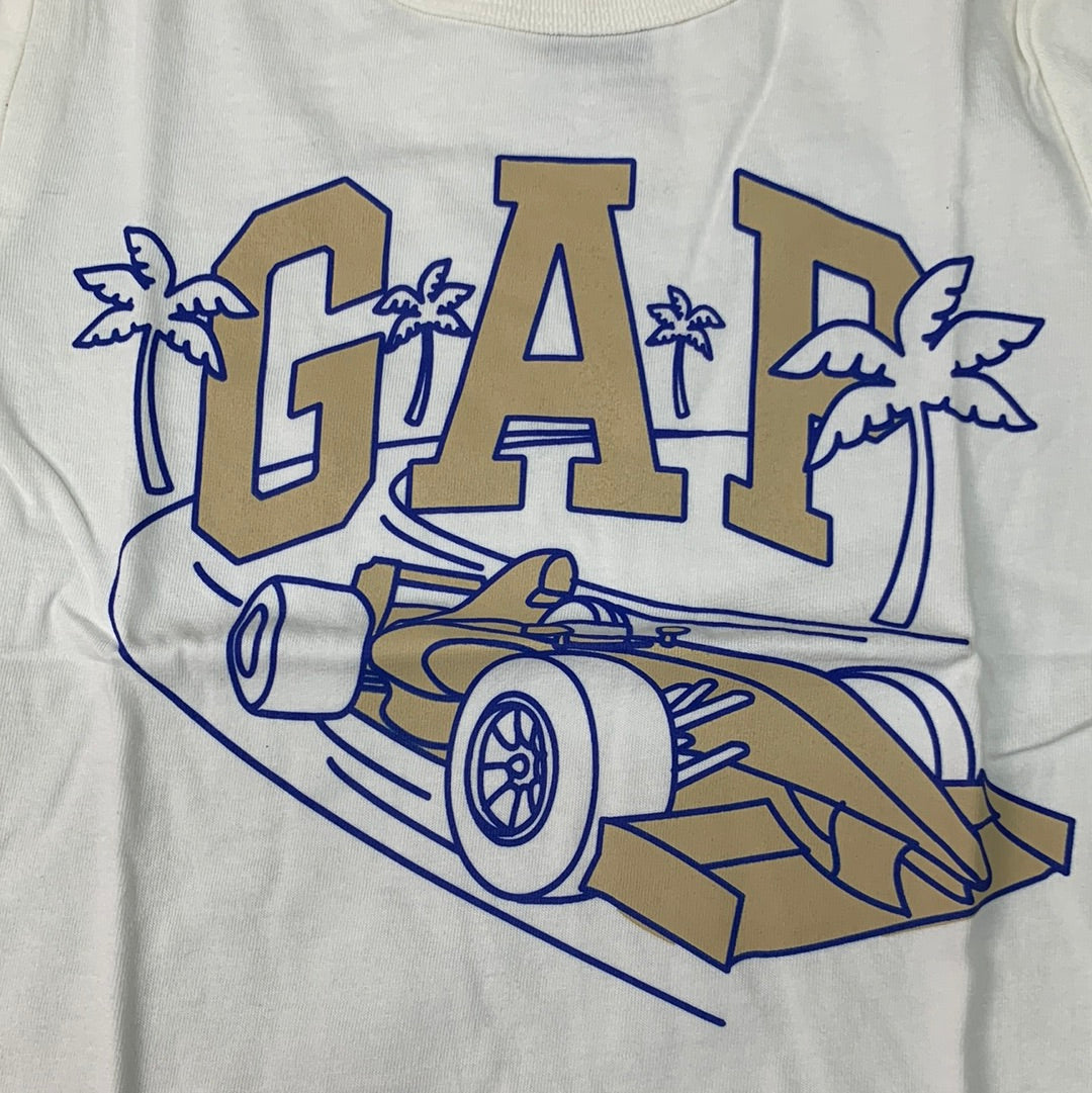 GAP Kids Graphic Tee Shirt Cars Off White Sz 5yr 42-45" 5000