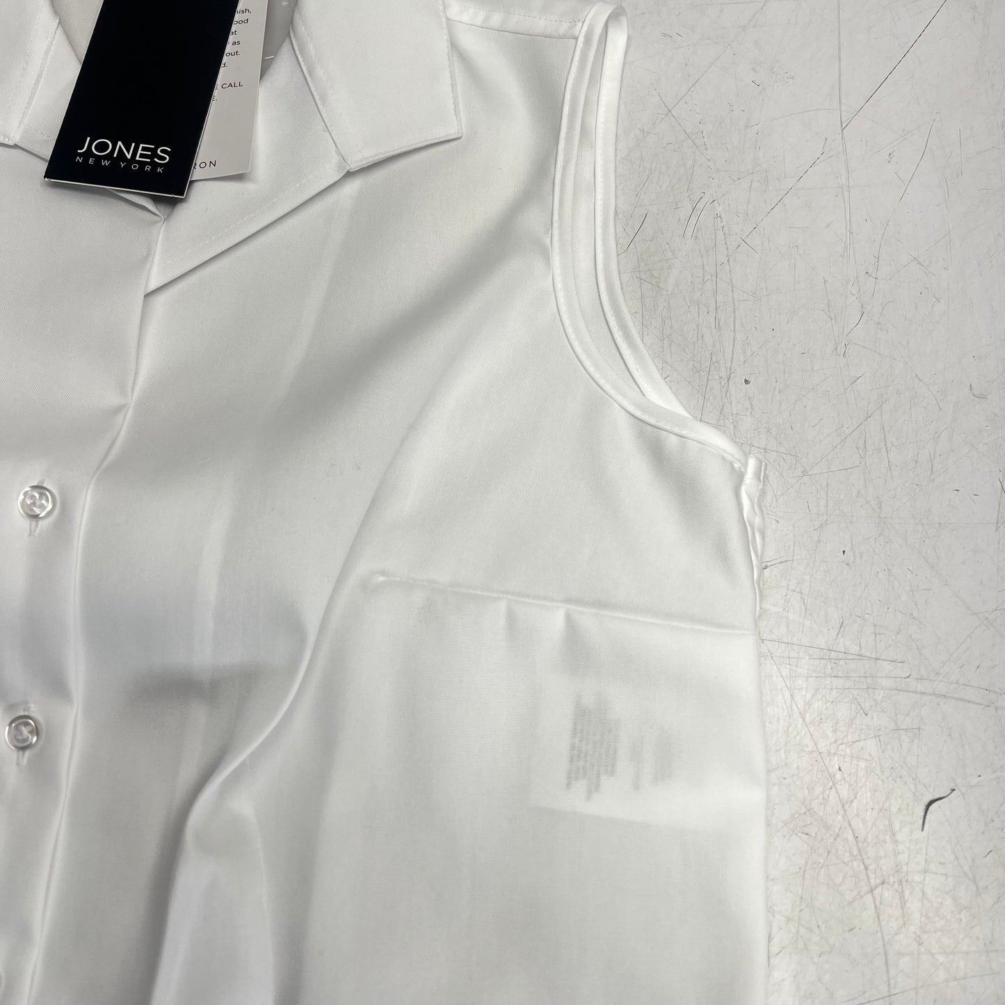 JONES New York Sleeveless Button Front Collared Blouse Women's Sz XS White 54050