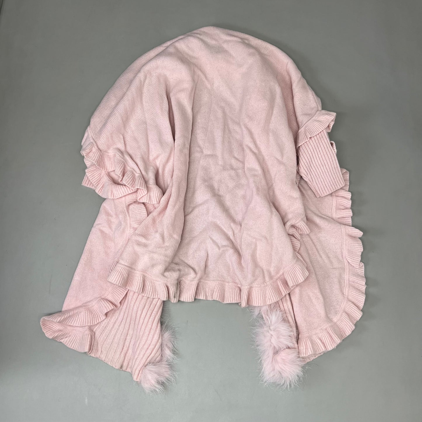 MITCHIES Long Sleeve Knitted Wrap Fox fur Ruffle Wmns SZ S Pink New Other WRIM84