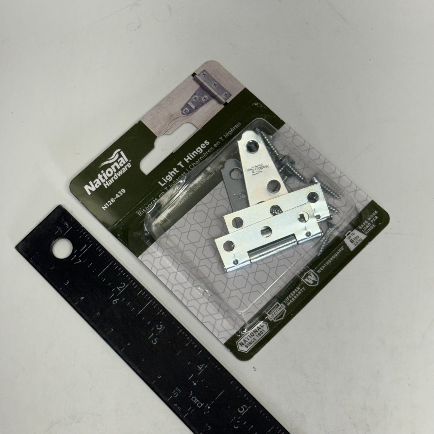 NATIONAL HARDWARE (2 Pcs) Light T Hinges Sz 2", Grey N128-439