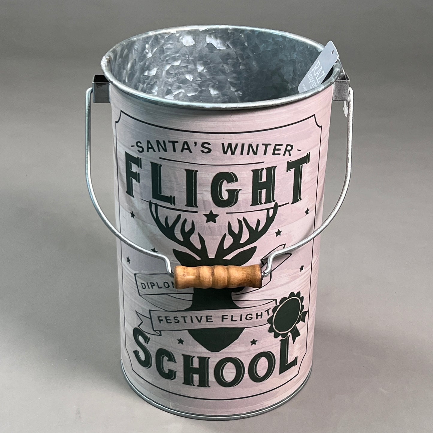 2-PK! RAZ IMPORTS 13" Santa's Flight School Bucket Christmas Decor 4159110 (New)