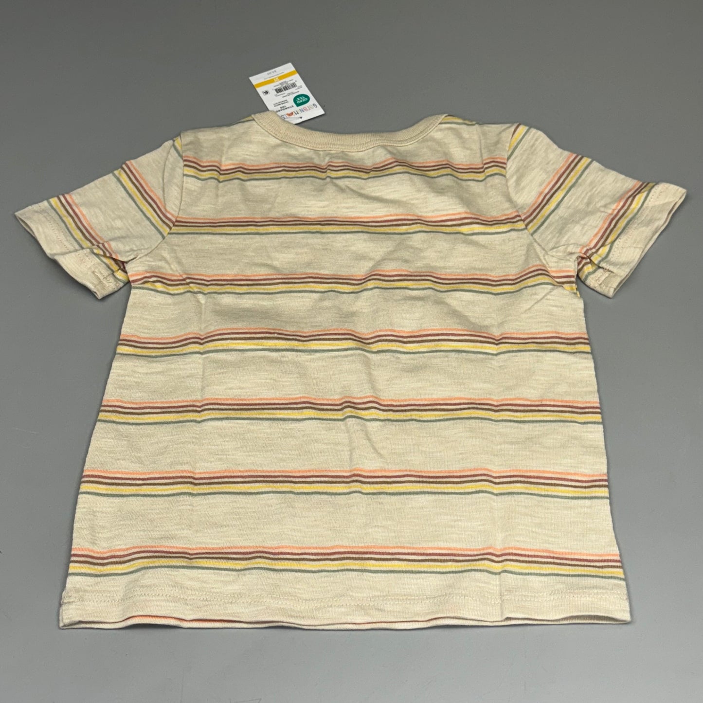 GARANIMALS (2 Pack) Toddler Tee Shirt SS POCKET TEE STRIPE Oatmeal Size 2T