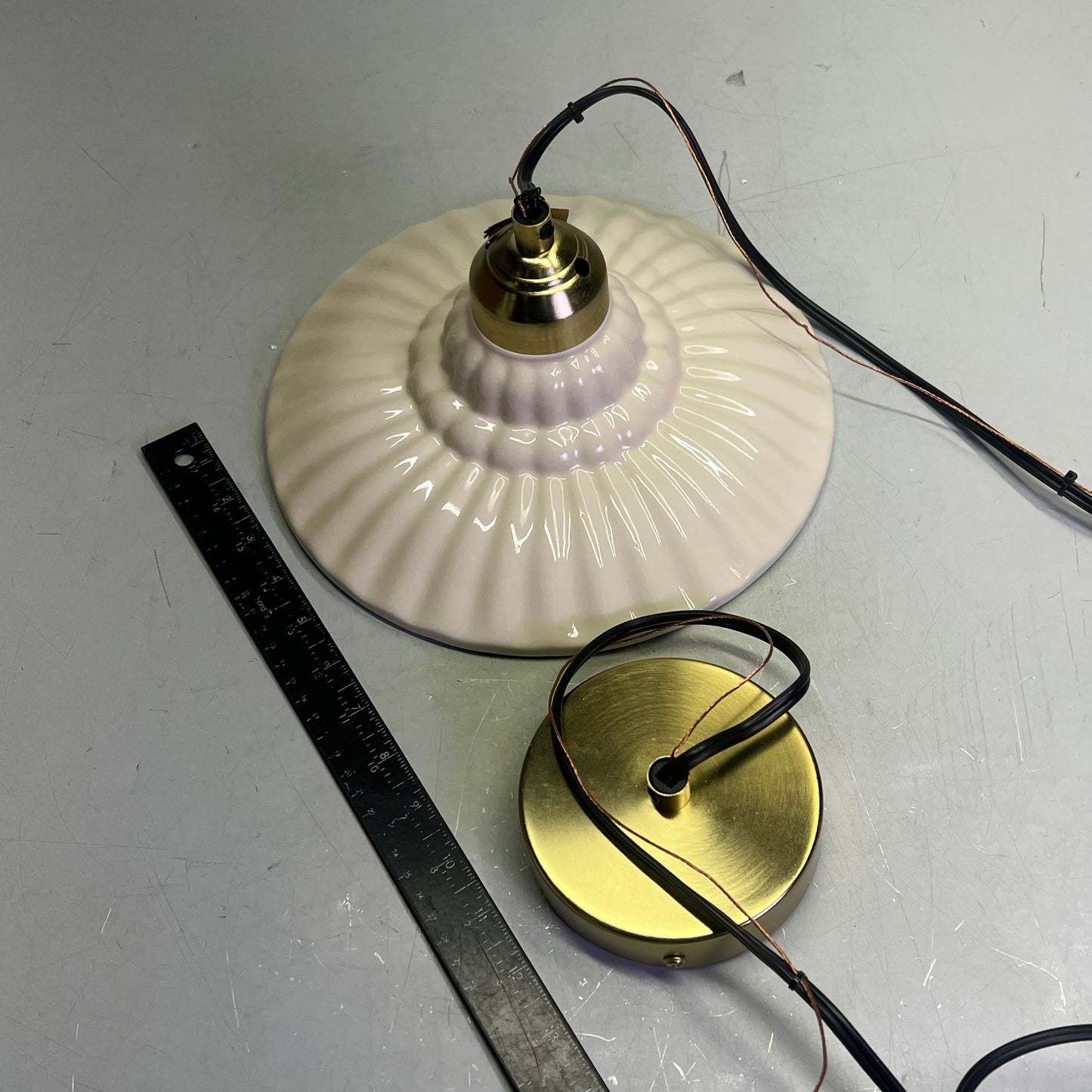 CREATIVE CO OP Elegant Stoneware Pleated Pendant Lamp 40-Watt Cream DF9520