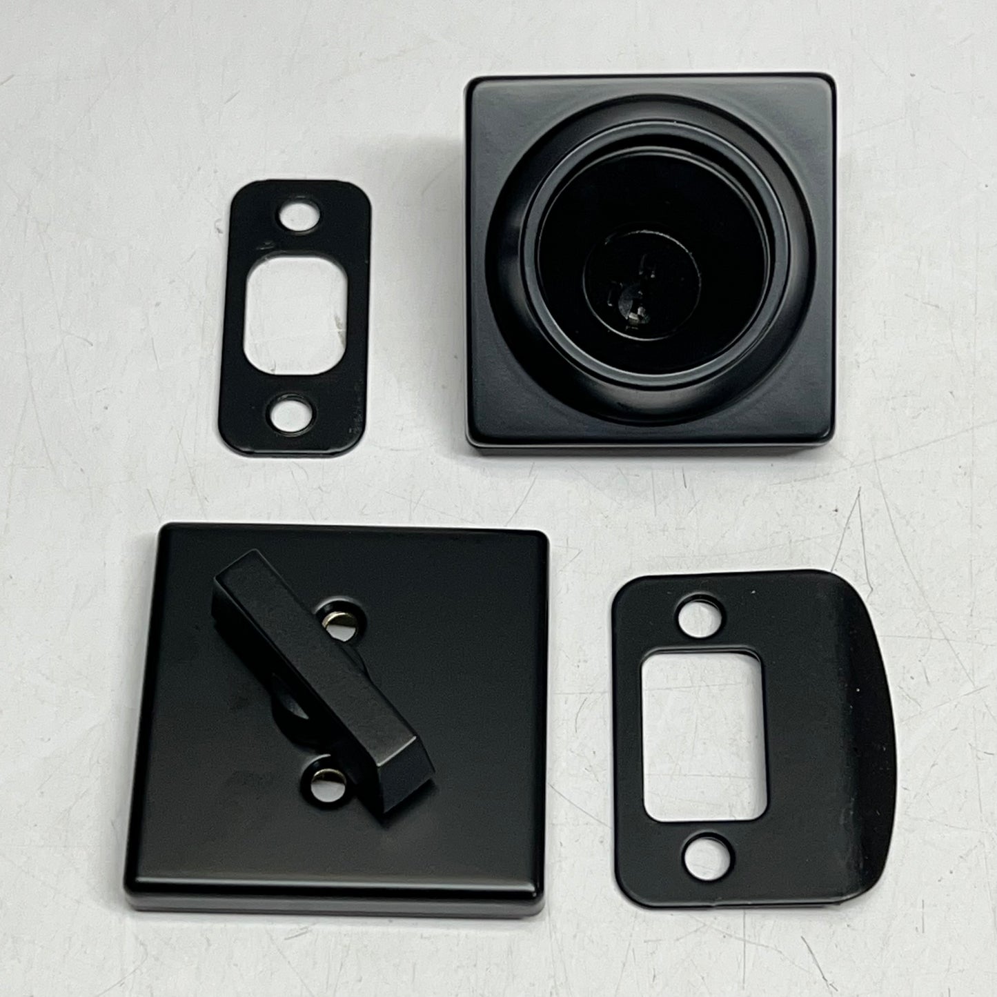 KWIKSET (2 PACK) Contemporary Square Single Cylinder Deadbolt  Black 96600-744