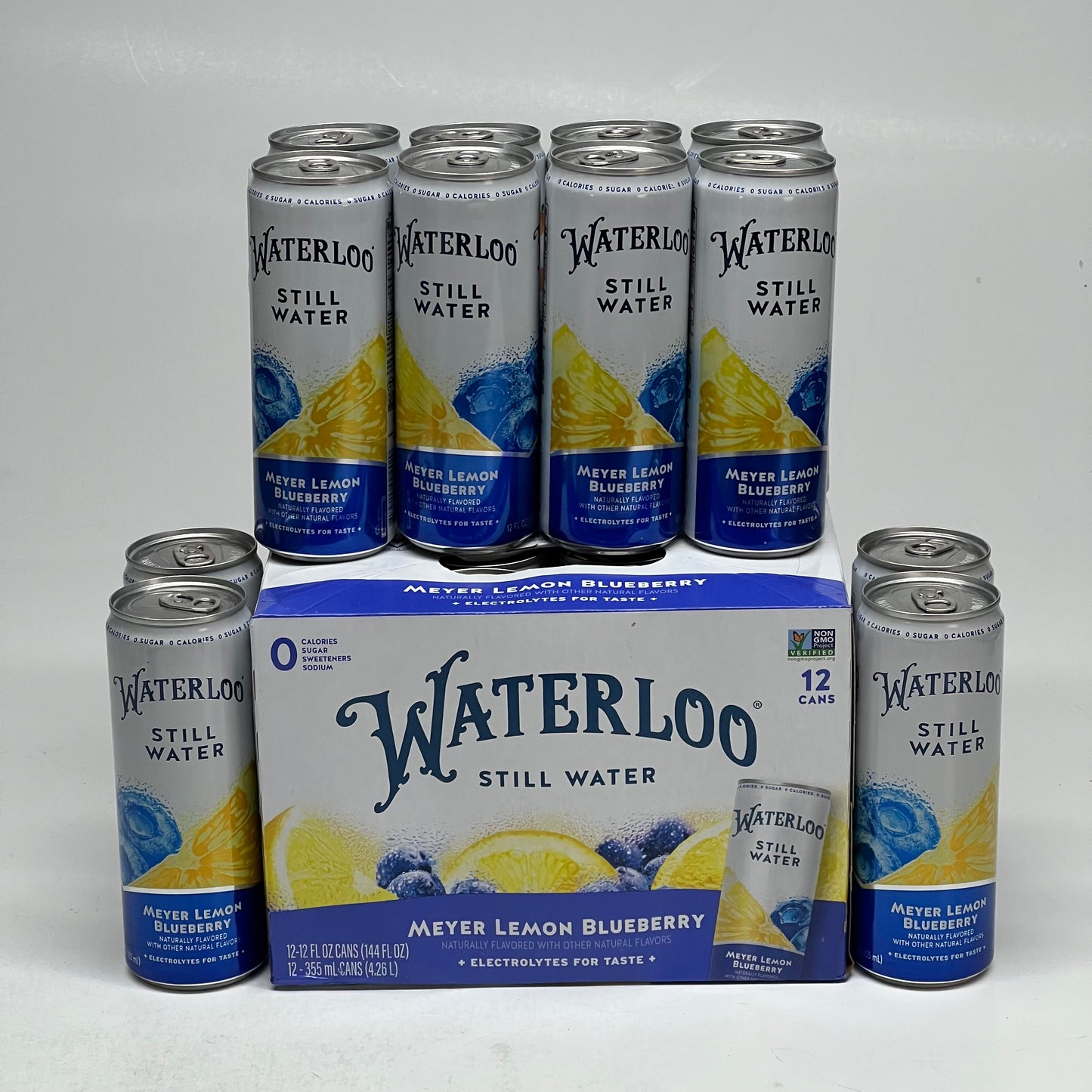 ZA@ WATERLOO (24 PACK) Meyer Lemon Blueberry Still Water 12 fl oz. BB 02/27