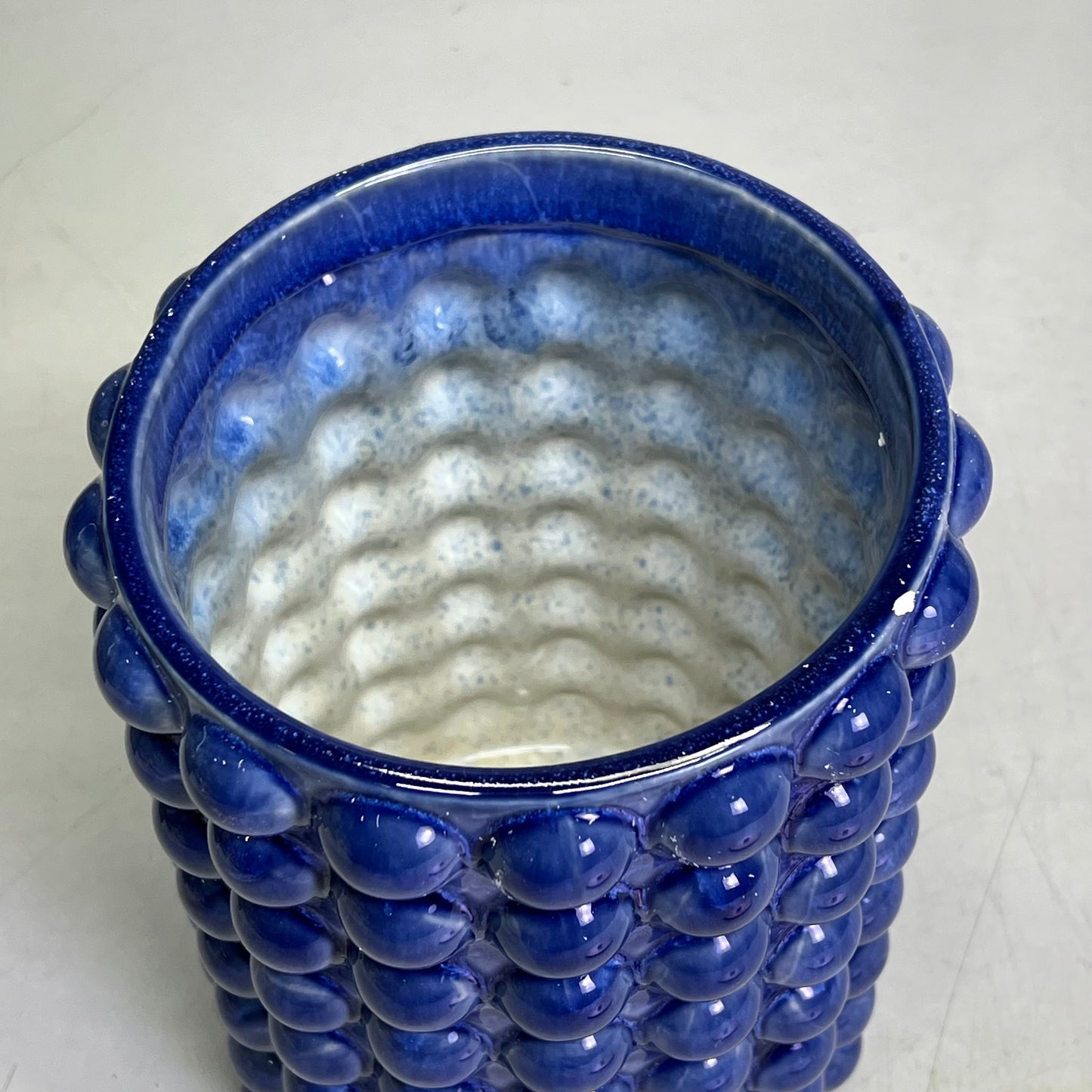 CREATIVE CO OP Large Stoneware Canister W/ Lid 10.5"H x 6.75"W Navy DG0650