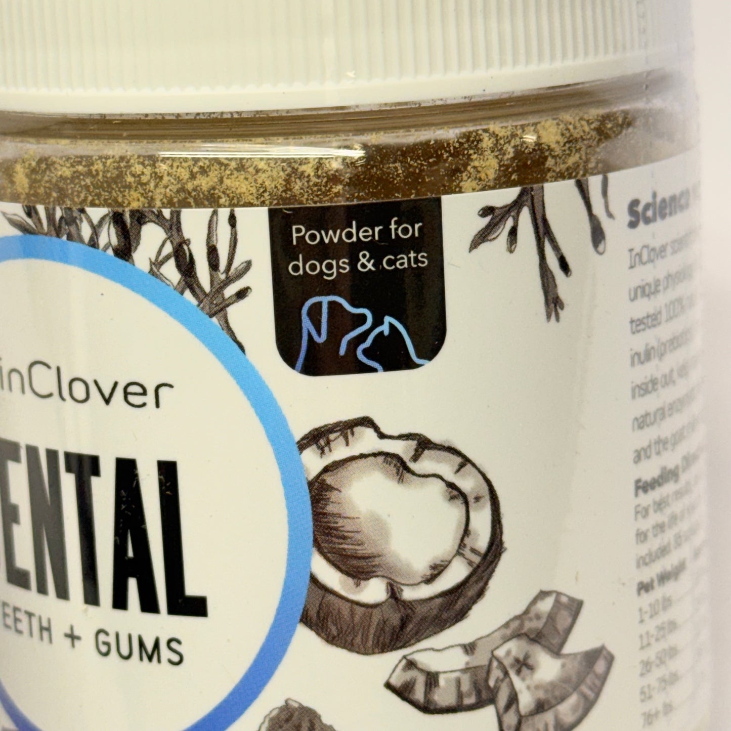 INCLOVER Dental Teeth+ Gums Powder Supplement for Dogs & Cats 3 oz BB 10/28