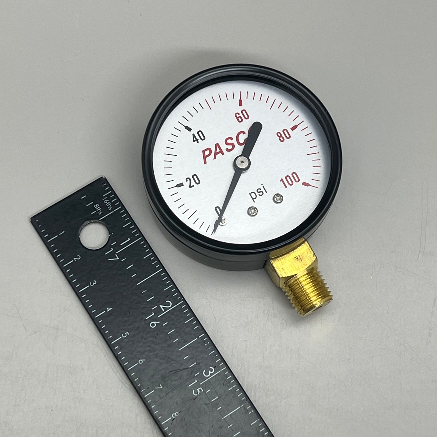 PASCO (2 PACK) Pressure Gauge 1/4" MPT Brass Connection 2-1/2" 100 PSI 1741